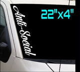 Anti-Social 22" Windshield Vinyl Decal JDM Car   Truck Boost Turbo Stance