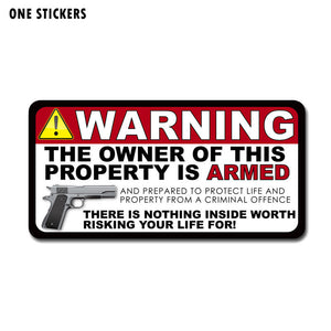 15.2CM*7.6CM Warning PVC THE OWNER OF THIS PROPERTY IS ARMED Decal Car Sticker 12-0159