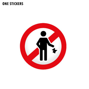 10.3CM*10.3CM  Warning Car Sticker Ban Stop Sign No Rubbish PVC Decal 12-1444