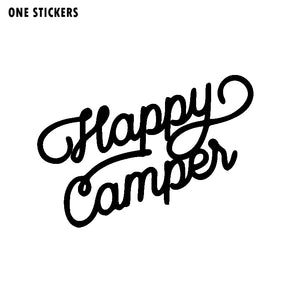 15.2CM*10.8CM For Happy Camper Vinyl Letters Car Sticker Decal Black/Silver Waterproof C11-1337