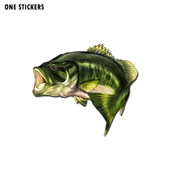 15.2CM*13CM Creative Large Mouth Bass Fish Fishing Stickers Decal Car Funny PVC 12-0512