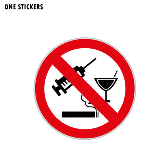 11.9CM*11.9CM No Drug Alcohol Smoking Car Sticker Funny Accessories Decal PVC 12-1480