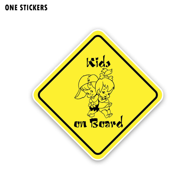 15.9CM*15.9CM Kids On Board PVC Decal Warning Boy And Girl Car Sticker 12-40445