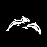 16.3cm*10.7cm Rise And Dance A Happy Mood In Aqueous Smoothly Vinyl Dolphin Black/Silver Car Sticker Decal C18-0184