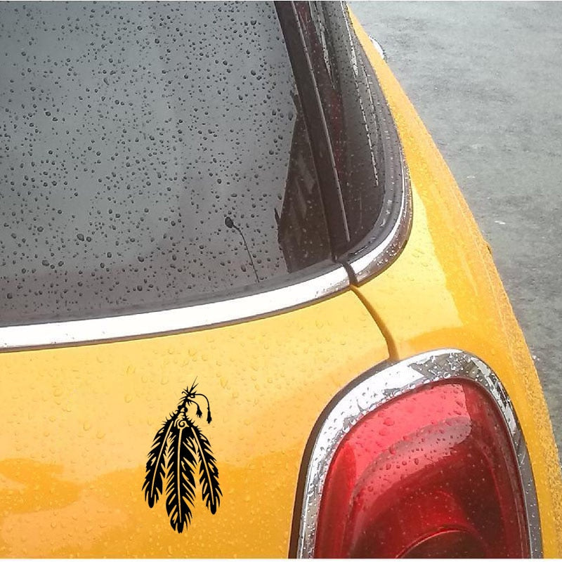 8.1cm*15.8cm Tribal Feather Fashion Car Window Sticker Decal Black Silver Vinyl Car-styling C15-1093