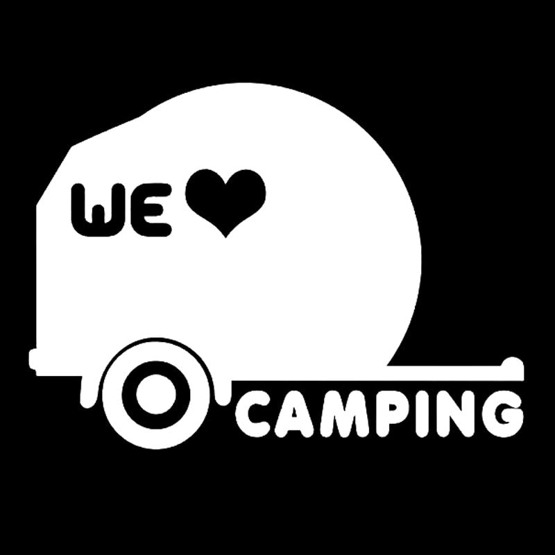 14.2CM*10.3CM Fashion We Love Camping Vinyl Decal Car Sticker Black Silver C11-2039