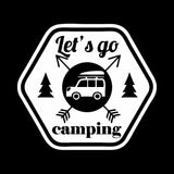 14.5CM*13CM Interesting Let's Go Camping Car Window Sticker Decal Black Silver Vinyl C11-1835