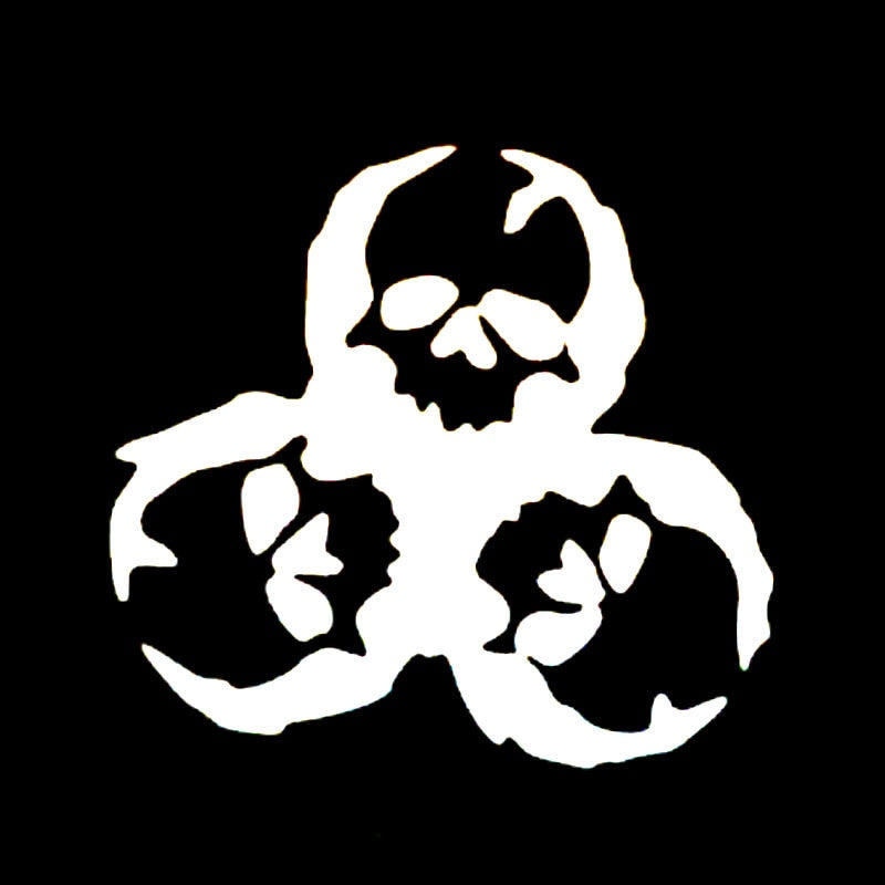 15*14CM ZOMBIE Skull Biohazard Outbreak Walking Team Vinyl Car Sticker Decal Accessories Black/Silver S8-1242