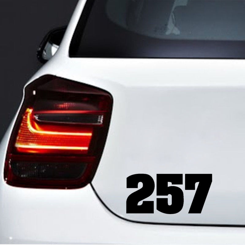 15.3CM*7.2CM Personality Number 257 Vinyl Car Sticker Motorcycle Decal Graphical Black/Silver C11-0753