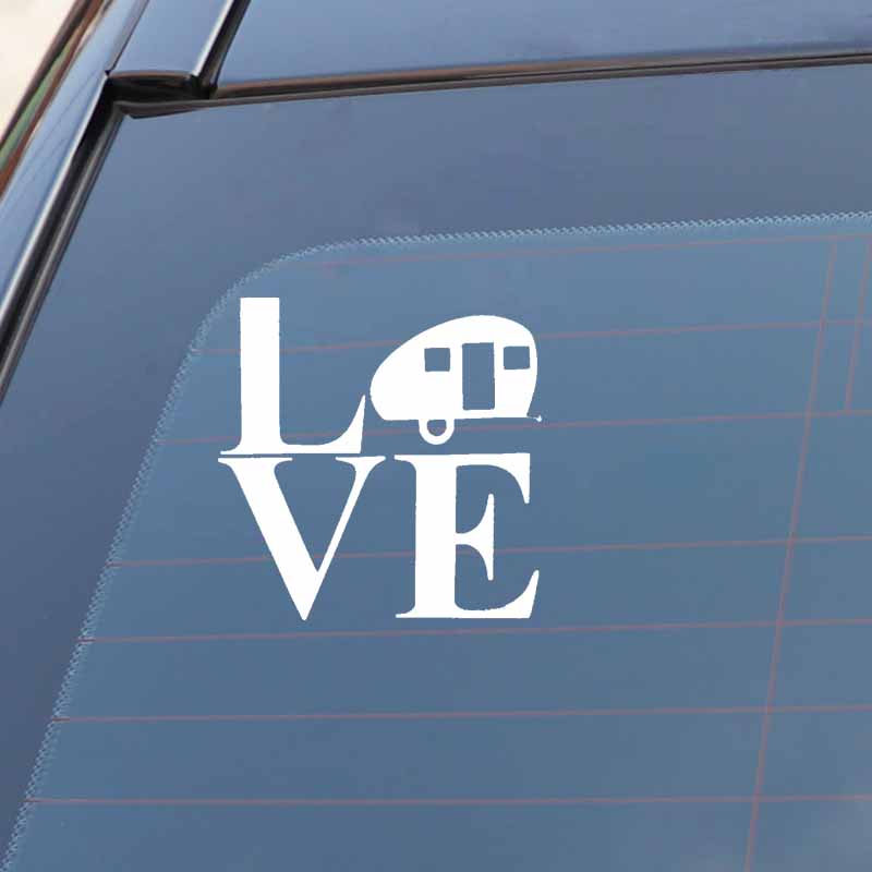 15CM*15CM Funny LOVE CAMPER Waterproof Car Window Sticker Decal Black Silver Vinyl C11-1664