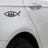 16.3CM*5.8CM Funny 666 Fish Creative Decal Car Sticker Black Silver Vinyl C11-1850