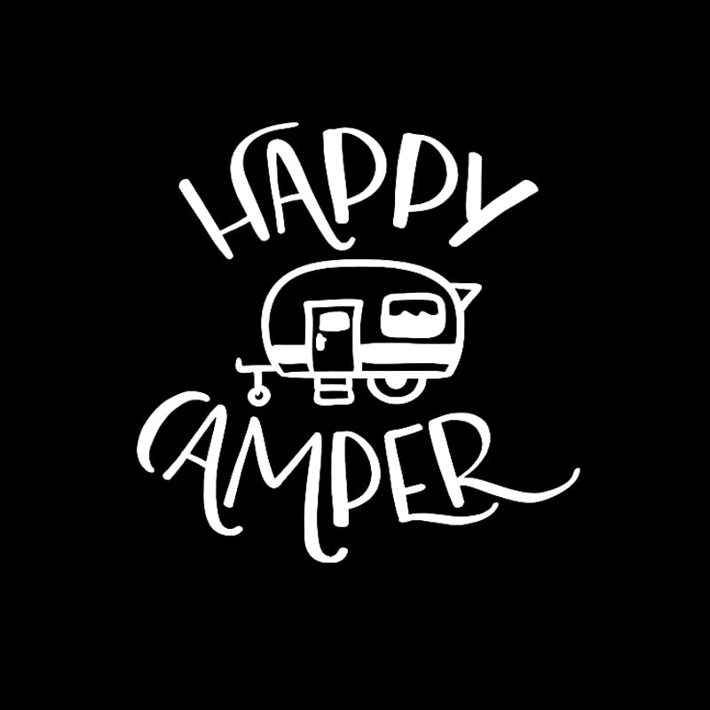 16CM*15.8CM Cartoon Happy Camper Vinyl Car Window Sticker Decal Black/Silver Waterproof C11-1321