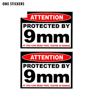 11CM*7.8CM ATTENTION Protected By 9mm Reflective Car Sticker PVC Decal 12-0507