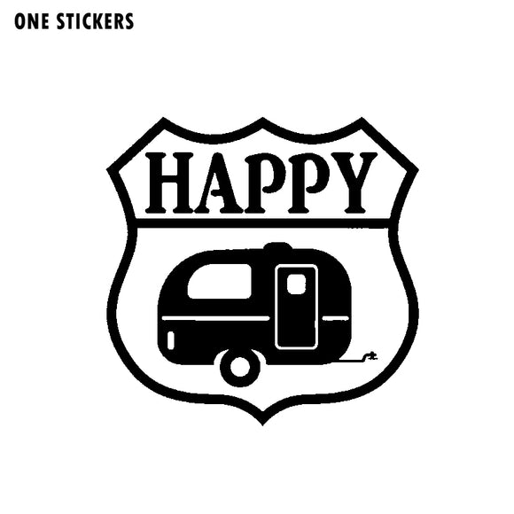 13.9CM*13.7CM Cartoon Happy Camper Vinyl Decal Waterproof Graphical Car Sticker Car Styling C11-1323