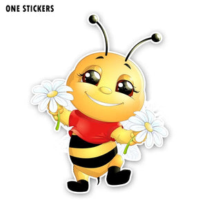14CM*18.2CM A Happy Little Bee PVC Originality Car Sticker Decal 12-300560