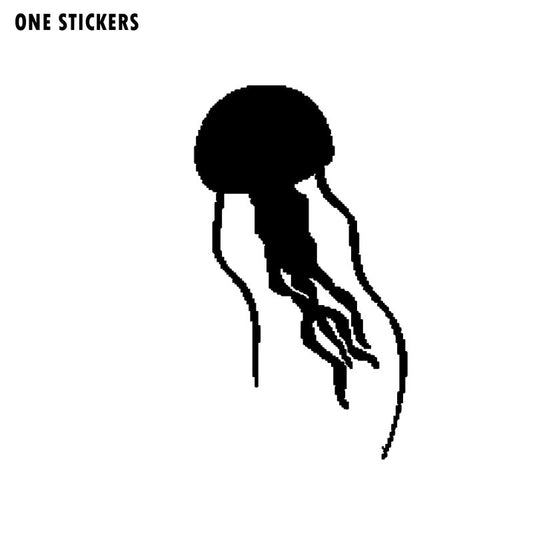 8.7cm*14.9cm Cartoon Jellyfish Are Lively And Interesting Vinyl Window Decal Vivid Car Sticker Black/Silver C18-0253