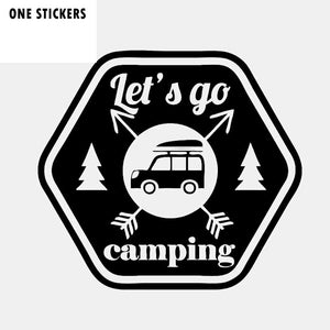 14.5CM*13CM Interesting Let's Go Camping Car Window Sticker Decal Black Silver Vinyl C11-1835