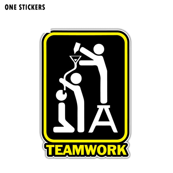 10.1CM*14.5CM Personality Car Sticker PVC Drinking Beer Teamwork Reflective Decal 12-1344
