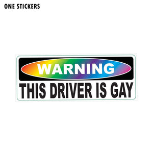 21.2CM*7.5CM Creative Warning Driver is Gay Rainbow Car Decal PVC Stcikers 12-0358