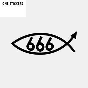 16.3CM*5.8CM Funny 666 Fish Creative Decal Car Sticker Black Silver Vinyl C11-1850