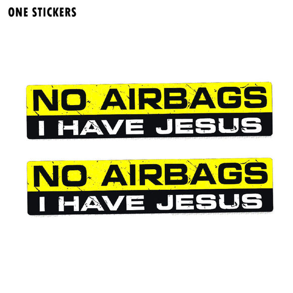 15CM*3CM PVC Funny NO AIRBAGS I HAVE JESUS Interesting Car Sticker Decal 12-0033