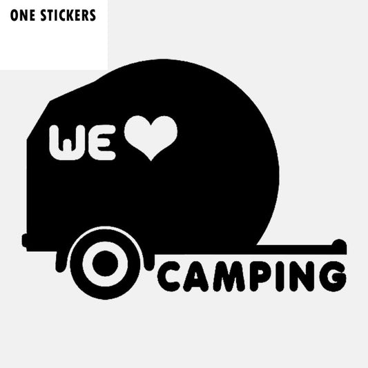 14.2CM*10.3CM Fashion We Love Camping Vinyl Decal Car Sticker Black Silver C11-2039