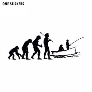 15.2cm*5.5cm Funny Car Styling Evolved Fishing Car Stickers Black Silver S2-0010