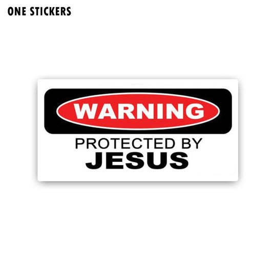 19CM*8.9CM Personality WARNING PROTECTED BY JESUS PVC Decal Car Sticker