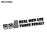 16.8CM*3CM High-quality Vinyl REAL MEN USE THREE PEDALS Car-styling Car Sticker Decal Black Silver C11-1443